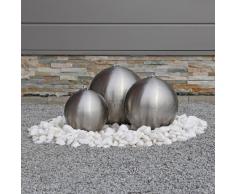 Edelstahl Kugelbrunnen ESB2 matt gebürstet 3 Edelstahlkugeln inkl. LED Beleuchtung Außenbereich Garten