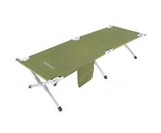 KingCamp Klappbett Feldbett Campingbett Campingliege mit Seitentasche bis 120 kg belastbar 190 × 63 × 42 cm Grün