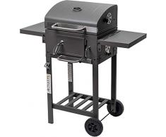 ACTIVA Grill Grillwagen Angular, Schwarz, Holzkohlegrill BBQ Barbecue, Holzkohle-Grill mit Deckel
