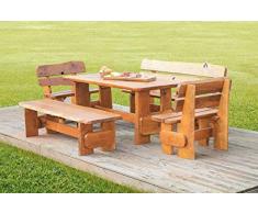 Sitzgruppe Waldschrat Deluxe I Massive 5-teilige Gartengarnitur aus Eiche I Made in Germany I Sitzgruppe I Outdoor und Indoor I wetterfest I Massivholz I Gartenmöbel I Holzmöbel