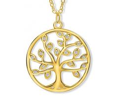 VIASOUL® Lebensbaum Kette I Baum des Lebens Halskette für Damen I Tree of Life aus 925er Silber I Mit 585er Gold überzogen I Der Original Lebensbaum (Gold)