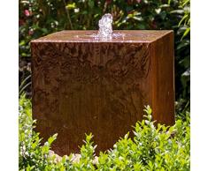 Köhko® Würfelbrunnen „Peru“ Höhe 49 cm Gartenbrunnen 31004 aus Cortenstahl mit LED-Beleuchtung