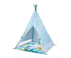 Badabulle B038000 Tipi Jungle Spielzelt & Indianerzelt mit UV-Schutz, Indoor/Outdoor nutzbar, 120 x 100 x 100 cm, blau