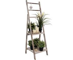 Holz Blumentreppe 40x119x37cm Pflanzenregal Blumenregal Pflanztreppe Blumenbank - Altweiss