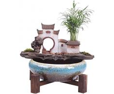 Mr.T Bürodekoration Indoor Elektronik Springbrunnen Tisch Brunnen Dekorative Innenwasserbrunnen Harz Handgefertigte Geschenke Feng Shui Rad Landschaft Wasserbrunnen