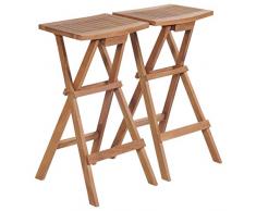 ghuanton Klappbarer Barhocker 2 STK Teakholz Massiv Möbel Gartenmöbel Gartensitzmöbel Gartenstühle