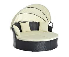 Outsunny Sonneninsel Lounge Sonnenliege Gartenliege Garnitur Gartenset mit Dach, Polyrattan, 171x180x155cm