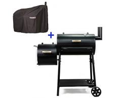 TAINO BAYAMO XL Smoker BBQ GRILLWAGEN Holzkohle Grill Grillkamin Standgrill Räucherofen Abdeckung (Smoker Bayamo + Haube)