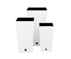 3 in 1 Gartenset Blumentopf inkl. Einsatz Rattan Optik weiss Pflanzkübel 26,6L 49L 91,5L Rato Serie