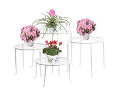 FullBerg Blumenständer Metall Weiß Tisch Blumenregal Balkon Blumenbank Blumenleiter Dekoratives Pflanzentreppe für Innen Wohzimmer Indoor Outdoor Garten Deko Pflanzenregal