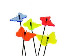 SunCatcher: SONNENFÄNGER 5er Set Schmetterling | fluoreszierende Gartendeko | 6cm ø¸ mit 25cm Stab | Gartenstecker Geschenk, Farbe:alle Farben (5)