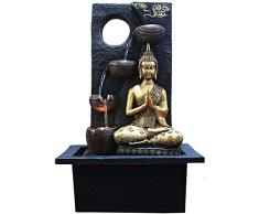 Knoijijuo Zen Indoor-Wasser-Brunnen mit Wasserpumpe - Buddha-Statue Edelstein Feng Shui-Ornamente Groß für Büro, Wohnzimmer, Schlafzimmer,A