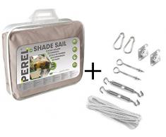 Sonnensegel Quadrat 3,6 x 3,6 m PEREL inkl. Edelstahl Montagekit