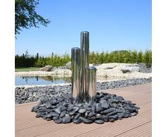 CLGarden B-Ware Edelstahlsäulen aufwendig poliert für Gartenbrunnen 3 Säulen 65cm 50cm 35cm hoch Zierbrunnen Edelstahlbrunnen Garten Wasserspiel