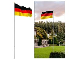 VINGO Aluminium Fahnenmast und Bodenhülse 6,5 m, hochwertiges Flaggenmast inkl. Deutschlandfahne 150 * 90 cm mit Abschlusskappe