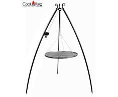 CookKing Stand-Grill Dreibein Grill massiv Schwarzstahlgitter 200cm und Kurbel 70cm