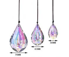 H&D Kristall Prisma Sonnenfänger zum Aufhängen 76 mm/63 mm/50 mm, AB Farbe, 3 Stück