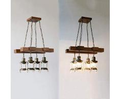 YSH Kronleuchter/Deckenleuchten/Lampe, Kronleuchter, Amerikanische Kronleuchter, Eine Lounge-Bar Kaffee Kreativ In Antikem Holz Eisen Pendelleuchte Hanf Mode