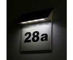 Jvayongmen LED Solarhausnummer Edelstahl Solar Hausnummernleuchte LED Beleuchtete Hausnummer mit Dämmerungsschalter,KW19611025