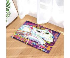 AdaCrazy Cartoon Tier Bad Teppich Filmstar Katze Krone Parfüm Schmuck für Innen- und Außenküche vorne und hinten Küche Schlafzimmer Matte Wohnzimmer Büro Flanell Badematte 40x60cm