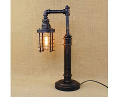 XHMK American Village Metall Laterne Tischlampe Steampunk Eisen Wasserpfeife Schreibtischlampe for Arbeitszimmer Schlafzimmer Bibliothek Hotel Desktop Lichter Loft Industrie Antik Lesebeleuchtung