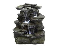 Köhko Springbrunnen Greifenstein Gartenbrunnen in Naturstein-Optik mit LED-Beleuchtung