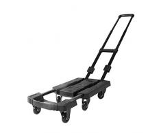 Hauswagen Sackkarre Tragbares Klappbett Reisegepäckwagen Gartenwerkzeugwagen Einkaufswagen, Lager Über 200kg Laufkatzen (Color : Black, Size : 60 * 31 * 97cm)