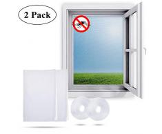 Ucradle Fliegengitter für Fenster, (2 Packungen) Moskitonetz Fenster mit 150 x 200 cm - Insektenschutz Fliegengitter Mückengitter / 2 Klettband/Durchsichtig/Zuschneidbar ohne Bohren, Weiß