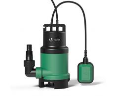 VOUNOT Schmutzwasserpumpe Tauchpumpe, mit Stufenloser Schwimmerschalter, Eintauchtiefe bis 7m, Max. 7.5m Förderhöhe, Fremdkörper bis 25mm, 750 W, Max. 14000 l/h