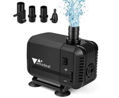 Amzdeal Tauchpumpe Wasserpumpe 1500L/H(800L/H) für Aquarium, Statuen Brunnen und Teich mit Ultra-leises Design Aquariumpumpe (800L/H)