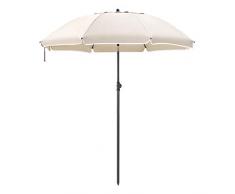 SONGMICS Sonnenschirm, Ø 180 cm, Sonnenschutz, achteckiger Strandschirm aus Polyester, Schirmrippen aus Glasfaser, knickbar, mit Tragetasche, Garten, Balkon, Schwimmbad, Beige GPU65WTV1
