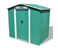 tidyard Gerätehaus Gartenschuppen Geräteschuppen Metall Gartenhaus Outdoor Garten Aufbewahrung Schuppen aus Verzinkter Stahl 204 x 132 x 186 cm Grün