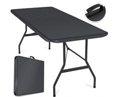 Kesser® Buffettisch Tisch klappbar Kunststoff 183x76 cm Campingtisch Partytisch Klapptisch Gartentisch für Garten, Terrasse und Balkon zusammenklappbar 6 Personen inkl. Tragegriff, Anthrazit