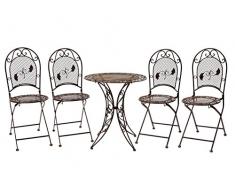 aubaho Garnitur Gartentisch 4 Stühle Eisen Schmiedeeisen Gartenmöbel antik Stil braun