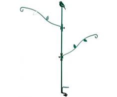 dobar 10854 Dekorativer grüner Metall-Balkonhalter für Futtersäulen Futterspender Meisenknödel Vogel-Futterstation