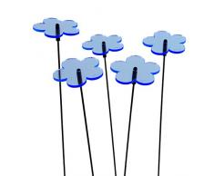 SUNPLAY Sonnenfänger-Blumen in BLAU, 5 Stück zu je 5 cm Durchmesser im Set + 35 cm Schwingstäbe