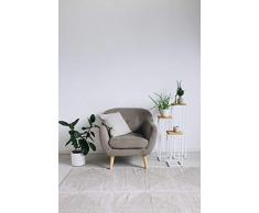 1 BestLoft Blumensäule Dora aus Eiche - Dekosäule im schlanken Design + Stahlgestell (Gestell Weiß, Höhe 50 cm)