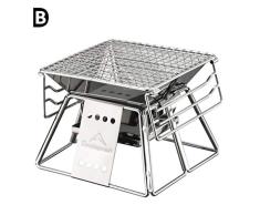 B-D Edelstahl Klappgrill Outdoor, Picknickgrill Holzkohlegrill Kleiner Grill Höhenverstellbar Mini Grill Mit Aufbewahrungstasche 19 * 19 * 15/19Cm Geeignet Für 1-2 Personen Garten Party