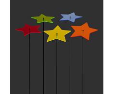 SUNPLAY Sonnenfänger Sterne Stella im FARBMIX, 5 Stück zu je 10 cm Durchmesser im Set + 35 cm Schwingstäbe