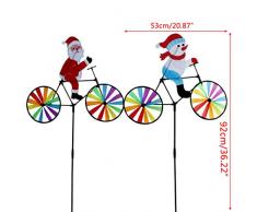 XTYaa Windmühle mit Schneemann, Weihnachtsmann auf Fahrrad, Windmühle, Windspiel