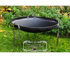 ÖLBAUM Massive XXL Premium-Feuerschale ca. 80 cm (Feuerschalen von 50-100 cm) Holzkohlegrill Schwenkgrill Terrassenfeuer Kugelgrill