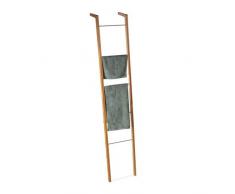 Relaxdays, Natur Leiterregal aus Bambus, Handtuchhalter, Dekoleiter mit 5 Sprossen, Regalleiter, HBT: 180 x 35 x 20 cm
