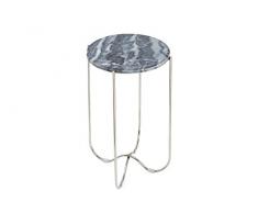 DuNord Design Beistelltisch Kreta 60cm grau Marmor Metall Naturstein Pflanzentisch Steintisch Marmortisch