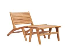 vidaXL Teak Massiv Gartenstuhl mit Fußablage Verstellbare Rückenlehne Holzstuhl Liegestuhl Deckchair Relaxstuhl Gartenmöbel Stuhl Gartenliege