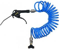 Ausblaspistole Spiralschlauch T-Stück Druckluft- Set 3 Tlg