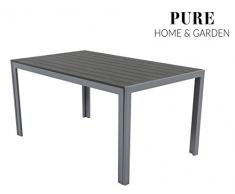 Pure Home & Garden Aluminium Gartentisch Fire XXL mit Polywood Tischplatte, 180x90 absolut wetterfest, Silber aus dem Hause