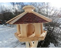 Maxi Vogelhaus XXXL Neu mit eckigem Eingang Vogelhäuschen vom Schreiner Holz Futterhaus Futterhäuschen Vogel Pavillon Vogelvilla mit oder ohne 3 Bein-Ständer Sonderpreis Futterspender (Braun ohne Ständer) (Braun Premium ohne Ständer)