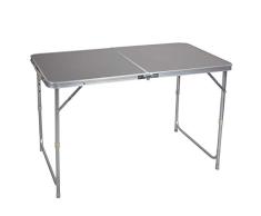Lestarain Campingtisch Picknicktisch Gartentisch Beistelltisch Klapptisch klappbar und höhenverstellbar, aus Aluminium MDFGrau