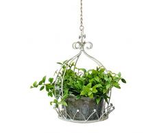 TentHome Blumentopf Hängend Metall Pflanzgefäß Hängetopf für Pflanzen Aufhänger Halter Regal Hängepflanztopf Hängeblumentopf für Garten Balkon, Innen- und Außen (Weiß)