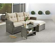 Destiny Gartenlounge Durban Vintage Grau Geflechtgruppe Polyrattan Loungegruppe